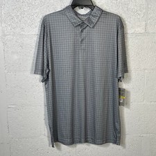 Pga Tour Men's Plaid Print Short-Sleeve Performance Polo Shirt Tradewinds XL