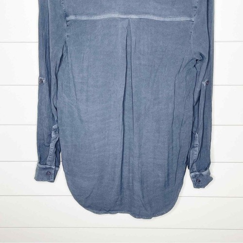 Sam & Lavi Isabelle Button Up Roll Tab Sleeve Shirt Blue Grey Size Small - Picture 9 of 10