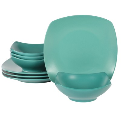 Gibson Home Zen Buffet Matte 8-Piece Porcelain Dinnerware Set - Green
