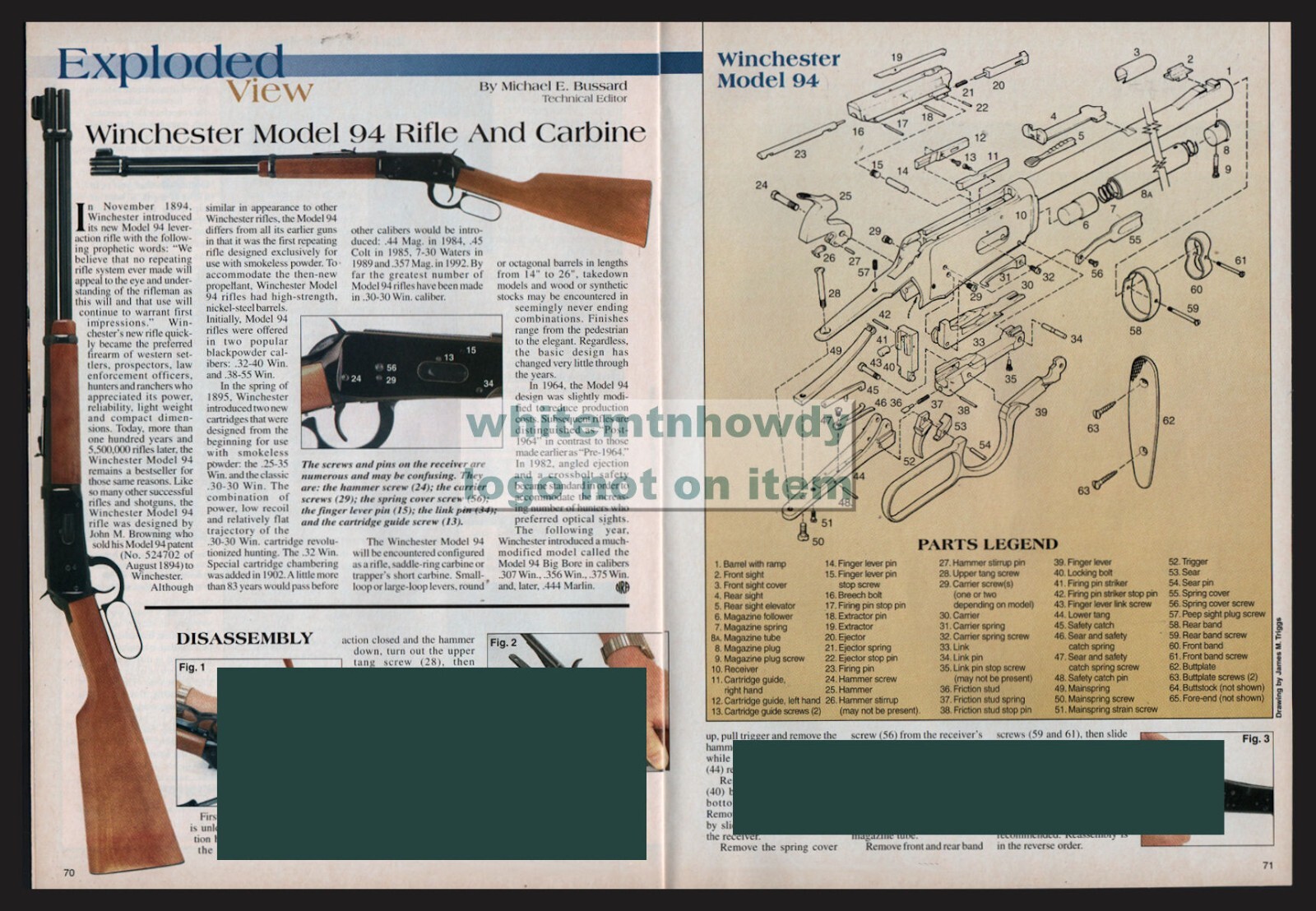 2000 WINCHESTER 94 Rifle & Carbine Schematic Parts Disassembly Assembly Article