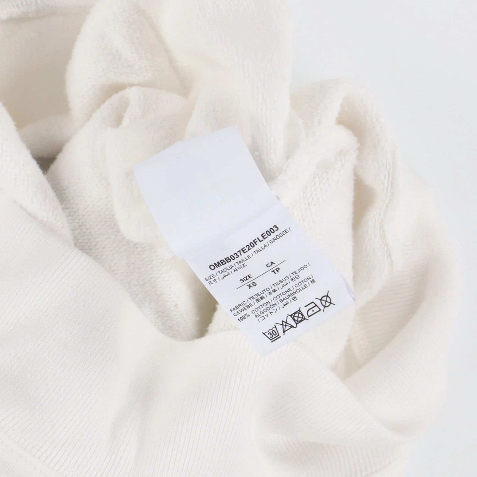 Felpa con cappuccio oversize Off White bianca Caravaggio Arrows Taglia XS FW20 PREZZO AL PUBBLICO $675