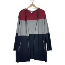 Charter Club Womens Plus 3X Deep Black Red Combo Colorblocked Cardigan NWT AW62