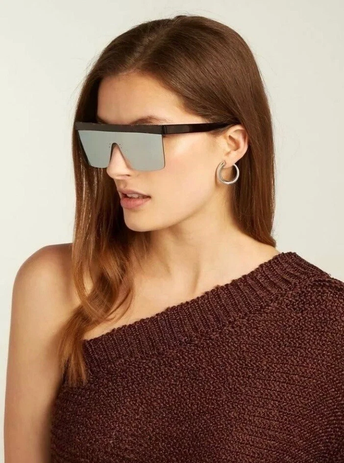 Stella McCartney — Stella McCartney Tortoise Havana & Silver Tone Mirrored Shield Sunglasses