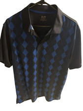 Tasso Elba Men's Golf Polo Blue And Black Polyester Size M