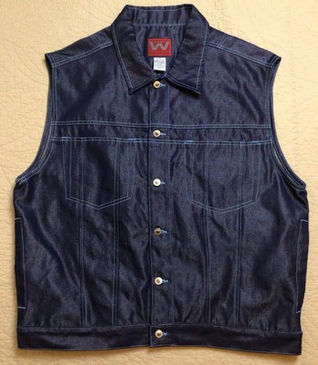 Vintage Webs Vest Large Denim Jean Jacket Y2K 90s Cool Hip Punk Mens