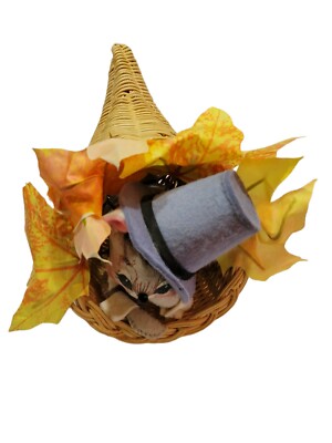 Vintage Annalee Doll Thanksgiving Mouse Pilgrim Cornucopia 1990s fall decor