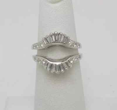 2Ct Baguette Lab-Created Diamond Enhancer Guard Wrap Ring 14K White Gold Plated