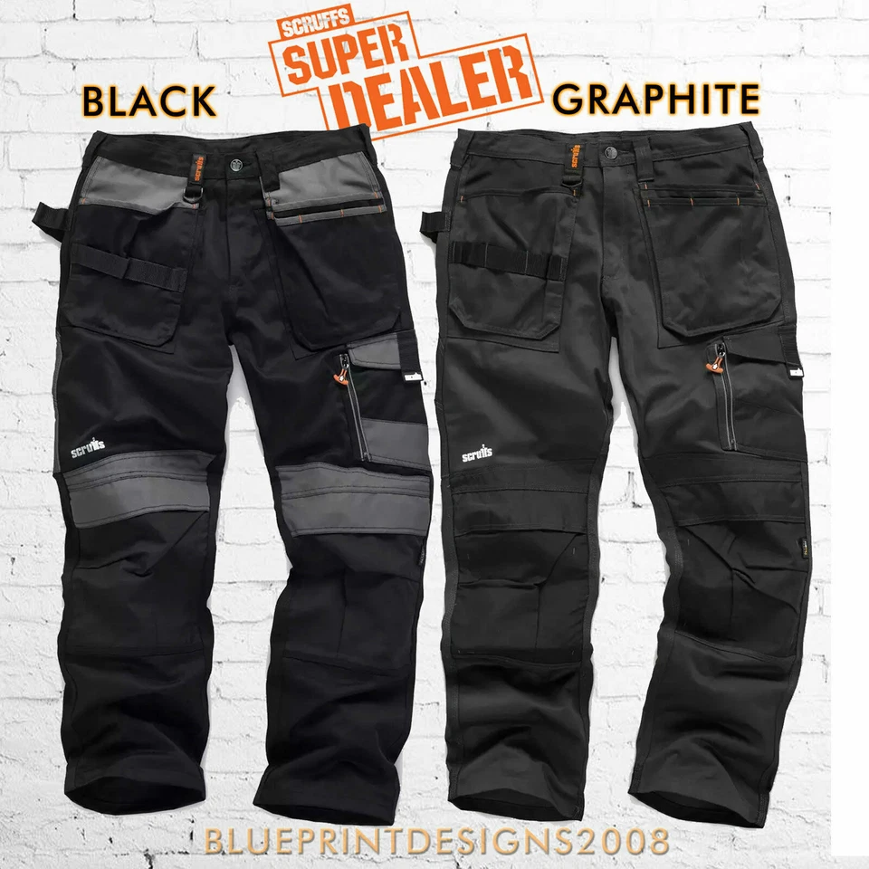 SCRUFFS 3D TRADE Trousers Hard Wearing CORDURA FABRIC Knee Pad Pockets Trousers