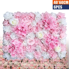 6 Pcs Artificial Rose Flower Wall Panel For Wedding Party Backdrop 40*60CM SALE