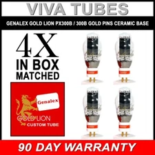 New Genalex Reissue PX300B / 300B GOLD PIN Matched Quad (4) Vacuum Tubes