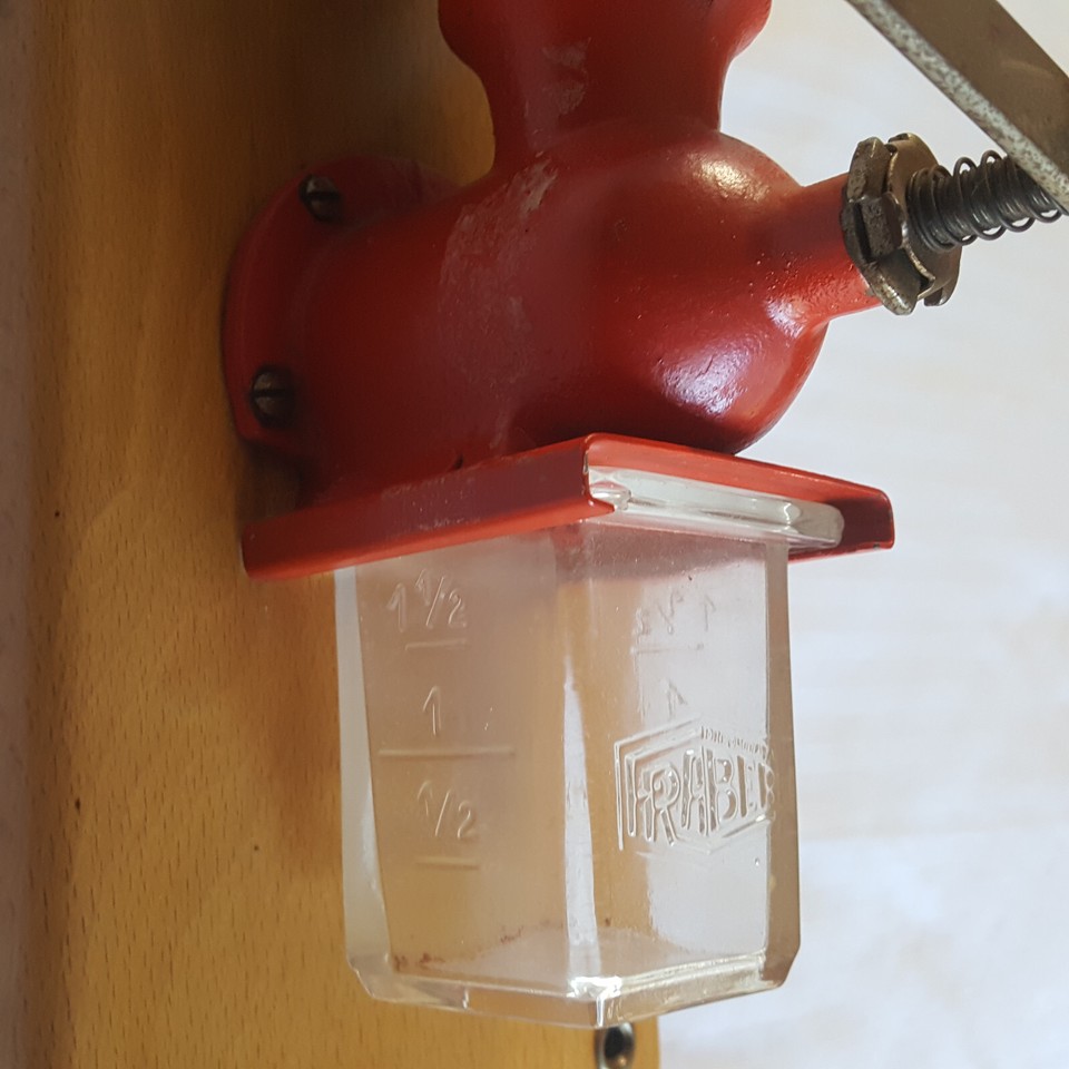 Fraber Depositata Coffee Grinder Porcelain CAFFE' Hopper Lid & Glass