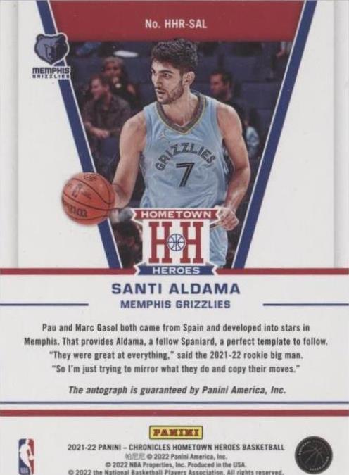 Panini Chronicles Santi Aldama 2021-22 #HHR-SAL for sale | eBay