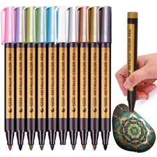 Metallic Magic: 10 Color Paint Marker Set for Black Paper, Rock Painting, Scrapb