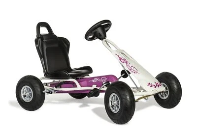 Ferbedo Go Kart Air Runner Gokart Kart weiß/pink mit Soundlenkrad Luftbereifung