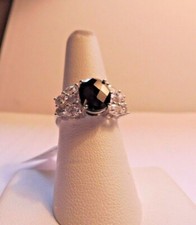Ladies 3.14 tcw Black Spinel Solitaire Cocktail ring in Sterling Silver size 7