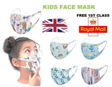 3/5 Pack Cloth Face Masks For Kids Children With Cartoon Prints Extra Breathable