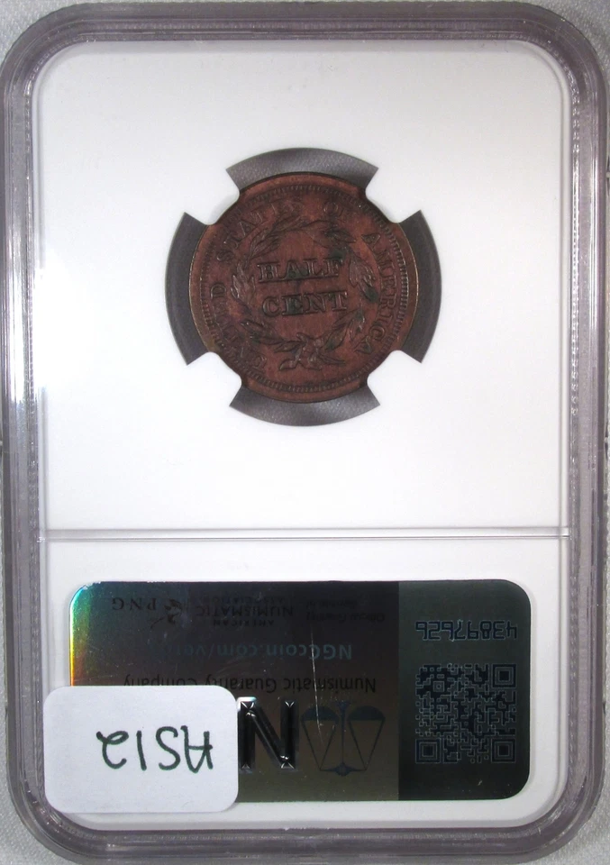 1851 Coronet Half Cent NGC UNC Details C-1 Coin AS12 - Image 3 of 4