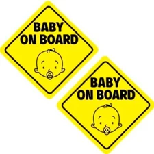 Baby on Board Car Stickers, Magnetic, UV Resistant, Water Proof (2 Stickers)