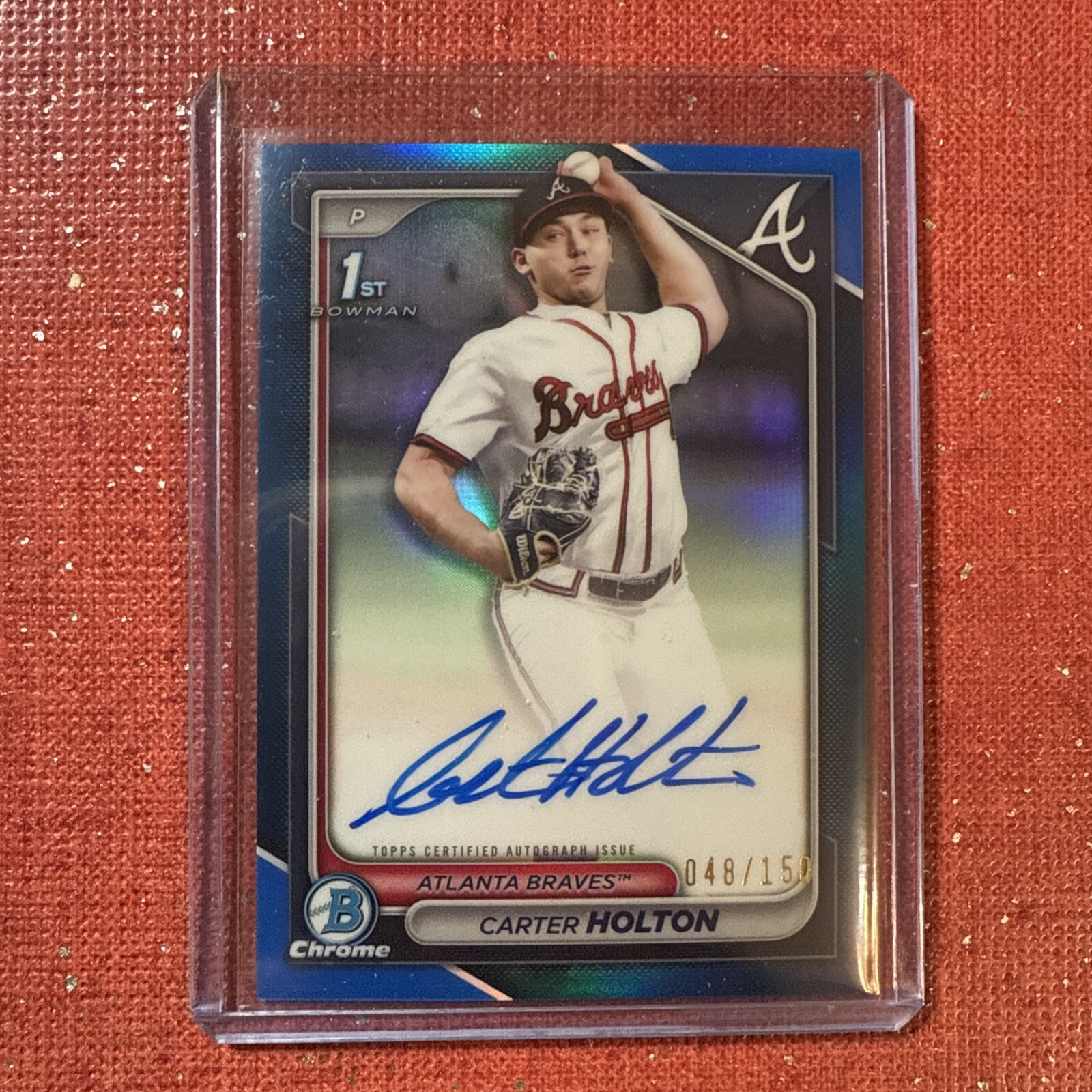 2024 Bowman Chrome Carter Holton 1st Prospect Auto Blue /150 Braves
