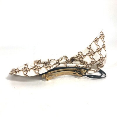 FENDI FXT114 Logo ribbon Hair clip hair accessories Barrette silk Beige FENDI FXT114 Logo ribbon Hair clip hair accessories Barrette  main image 4
