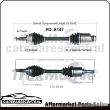 Front Kit CV Joint CV Axle 2x For 2007-2010 Lincoln MKX 3.5L AWD FWD
