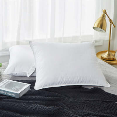 Puredown 2 Pack 75% Down Feather Bed Pillows Queen King 100% Cotton Cover