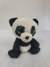 TY Beanie BOOS "Bamboo" The Black and white panda with big green sparkle eyes.