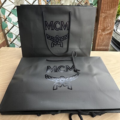 Authentische schwarze MCM Einkaufstasche Geschenktüte groß 16,5  x 12  Neu 10er Pack