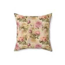 FLORAL FLOWER PINK ROSES ROMANTIC CLASSIC POETIC LOVE LETTER HOME DECOR PILLOW