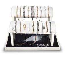 Bracelet Jewelry Display Rack 2 White Leatherette Rows Jewelry Sold Separately 