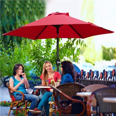7.5FT Patio Umbrella Market Umbrella w/Push Button Tilt and Crank & Sturdy Ribs
