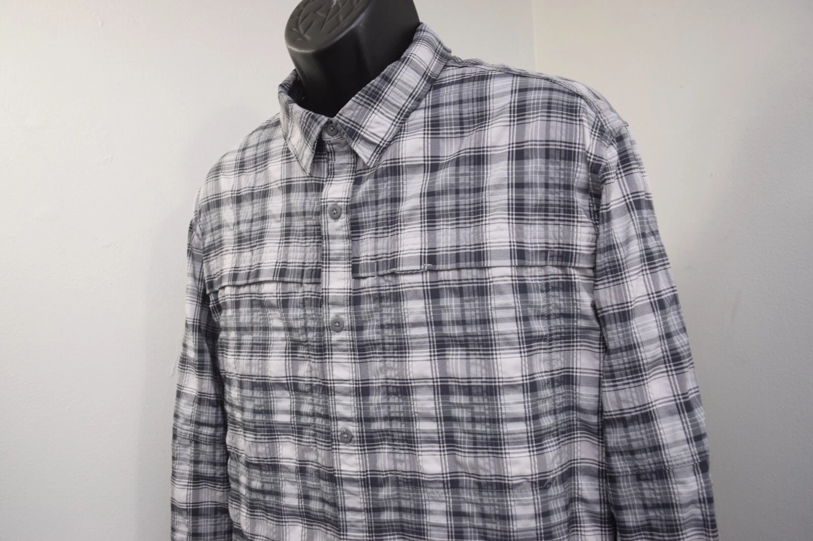 REI CO-OP Vented Hiking Shirt Plaid Seersucker Long Sleeve Mens Size XL