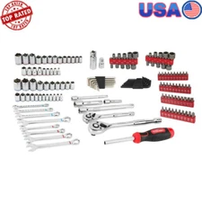 144-Piece Mechanics Tool Set Chrome Finish Color-Coded Metric SAE Car Repair Kit