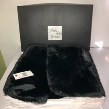 Saks Fifth Avenue Pull-through Scarf, Black Faux Fur, New With Tags