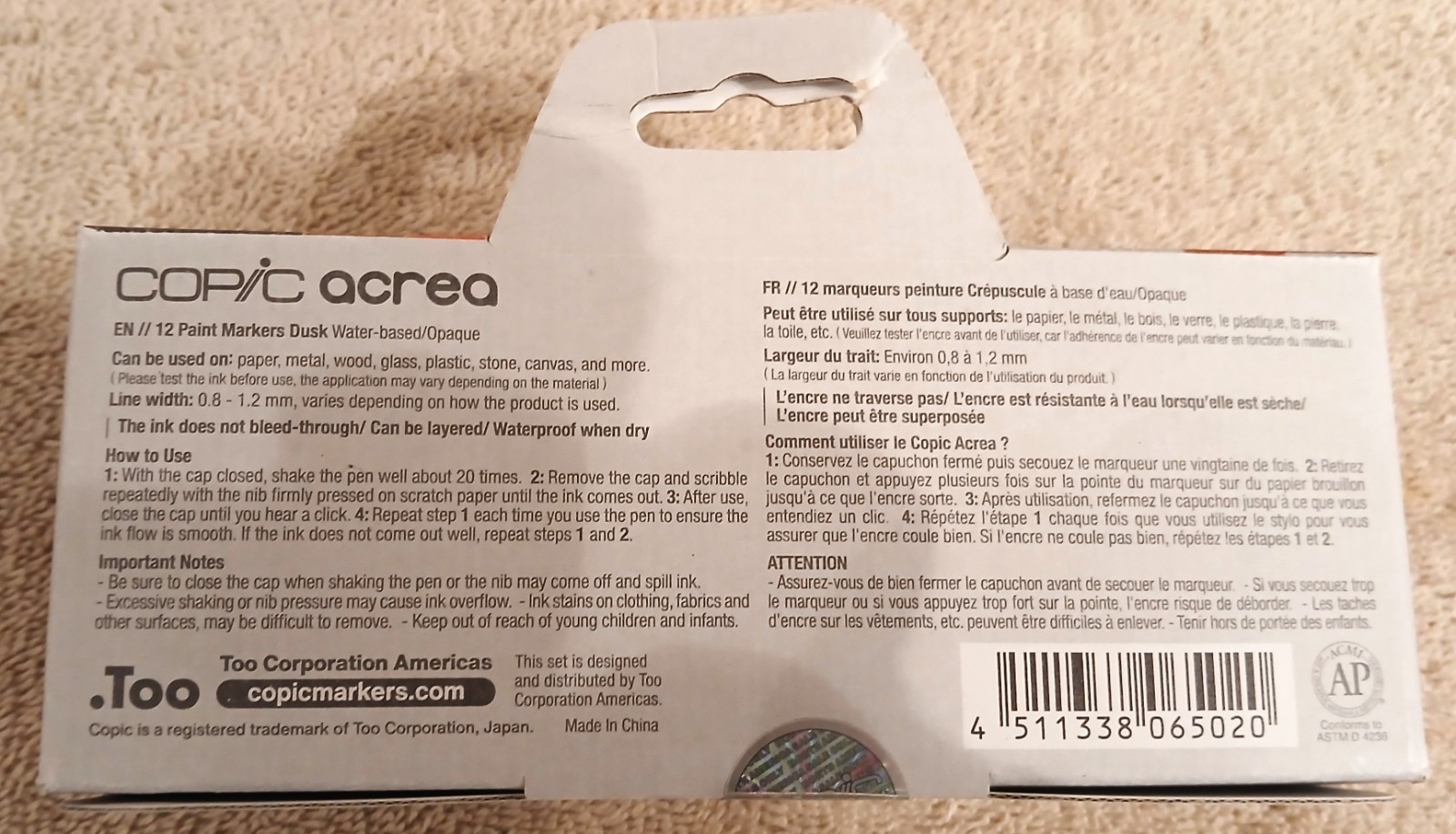 COPIC ACREA Dusk Paint Markers Water-based DUSK Set .08mm 12-Pk ~ New ~ Sealed~
