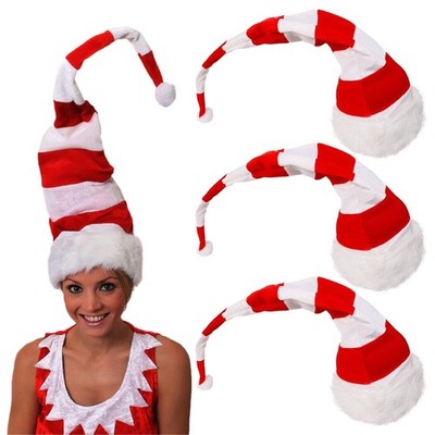 WEIHNACHTSMÜTZE ROT & WEISS GESTREIFT WEIHNACHTSMANN KABELGEBUNDEN GROSS KOSTÜM SECRET SANTA PAKET