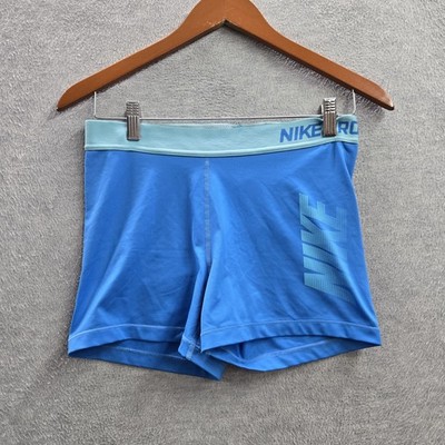 Nike Women Shorts L Blue Activewear Shorts Biker Pro Compression Shorts