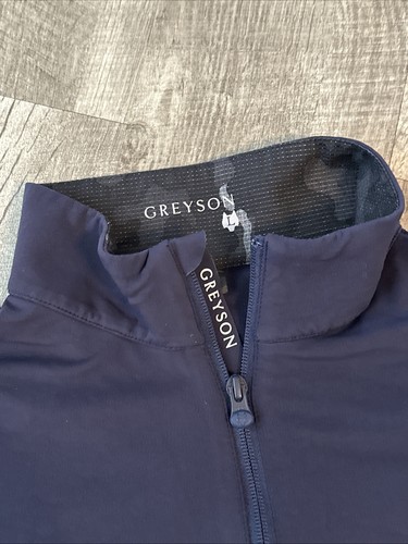 Greyson Golf 1/4 Zip Uomo Grande Blu Manica Lunga Wicking Strech ADG Ricamato - Foto 2 di 10