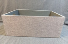 Fabric Storage Wood Bin Box Gray Herringbone Basket Rectangular 2 Open Handles