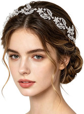 Silver Rhinestone Bridal Headband, Vintage Crystal Hair Tiara for Weddings
