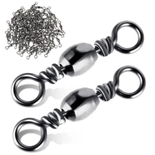 100Pcs Fishing Barrel Swivels, High Strength Carbon Steel, Hook Connector
