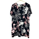 Nicole Miller Original Linen Blend Tropical Floral Print Relaxed Fit Dress XL