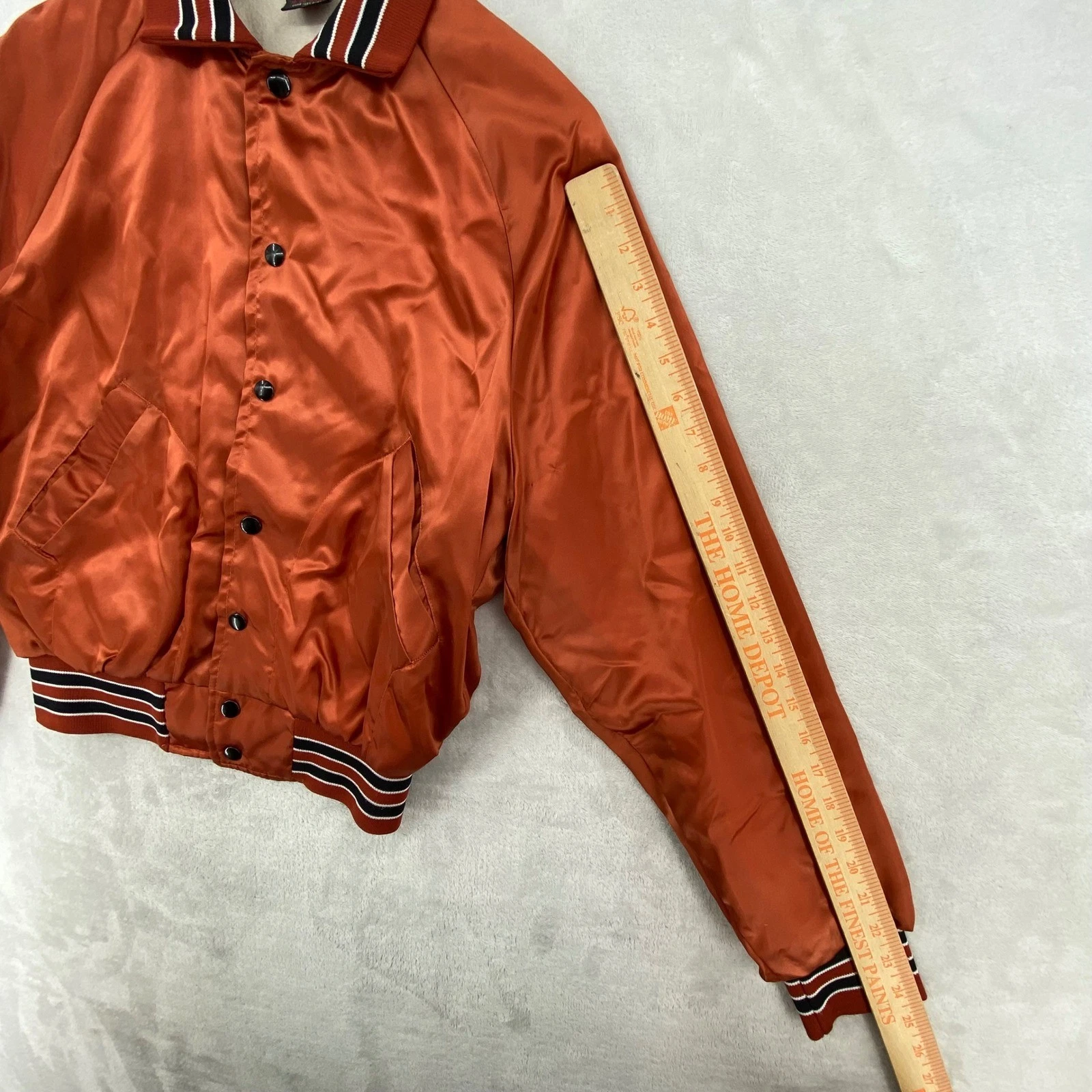 Aristo Jac Harry Chapin Satin Bomber Jacket Taxi Lies Legends Orange Size S image 9