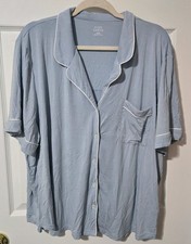 Cozy Earth Women's Short Sleeve Bamboo Pajama Top Blue XXXL