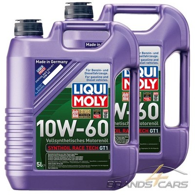 2x 5 L = 10 LITER LIQUI MOLY SYNTHOIL RACE TECH GT1 10W-60 MOTOR-ÖL  32293992
