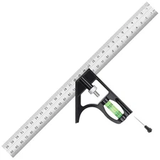 12" Metric Combination Square Ruler for Electricians and Carpenters silver 