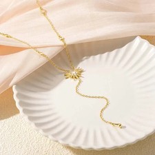 Stainless Steel Y-Shaped Pendant Necklace for Women Girls Elegant Jewelry