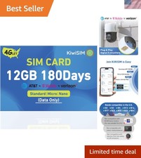 Data SIM Card 12GB 180 Days, 4G LTE SIM Card Support for AT T, T-Mobile and V...