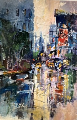 Jerry Smith Oil Painting  Cityscape  American Impressionist Indiana Artist