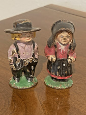 Lot of 2 Vintage/Antique Cast Iron Amish Female and Male Figures